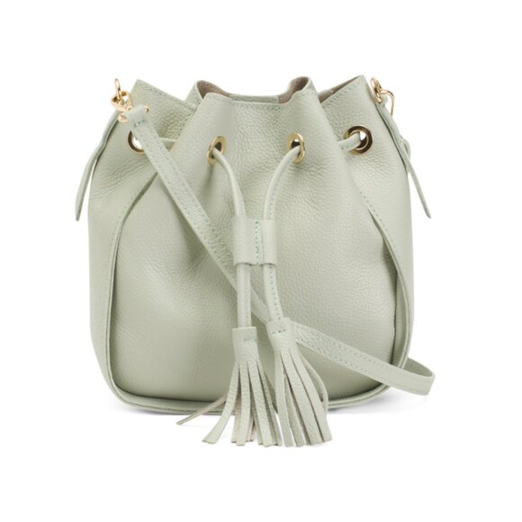 CHEVAL VERDE Made In Italy Leather Tassel Strings Bucket Hobo - Picture 1 of 2